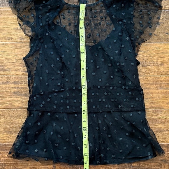 Cap-sleeve peplum top in dotted tulle, size 4 - Picture 2 of 6